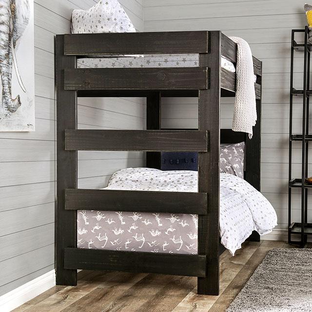 Arlette Twin/Twin Bunk Bed Brown, Black, Gray, & White - Furniture 4 Less Outlet (Salinas,CA)