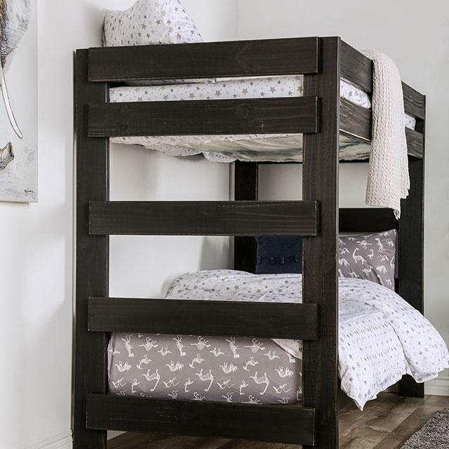 Arlette Twin/Twin Bunk Bed Brown, Black, Gray, & White - Furniture 4 Less Outlet (Salinas,CA)