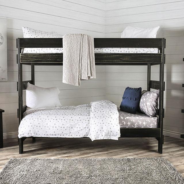 Arlette Twin/Twin Bunk Bed Brown, Black, Gray, & White - Furniture 4 Less Outlet (Salinas,CA)