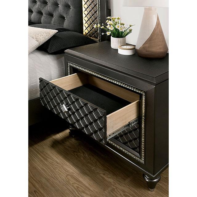 Demetria Metallic Gray Night Stand - Furniture 4 Less Outlet (Salinas,CA)