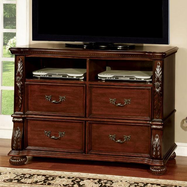 ARTHUR Brown Cherry Media Chest - Furniture 4 Less Outlet (Salinas,CA)