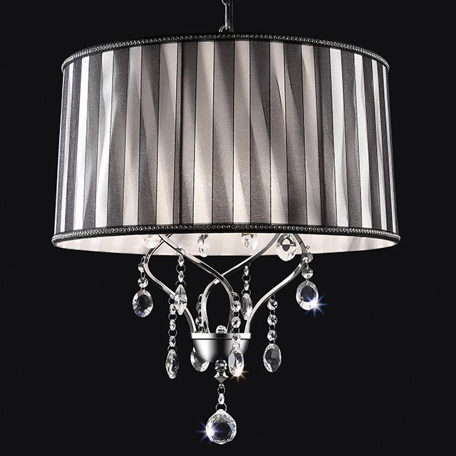 Arya Black/Chrome Ceiling Lamp, Hanging Crystal - Furniture 4 Less Outlet (Salinas,CA)