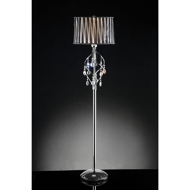 Arya Black/Chrome Floor Lamp, Hanging Crystal - Furniture 4 Less Outlet (Salinas,CA)