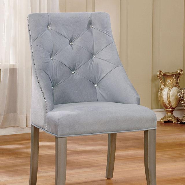 DIOCLES Silver/Light Gray Side Chair (2/CTN) - Furniture 4 Less Outlet (Salinas,CA)