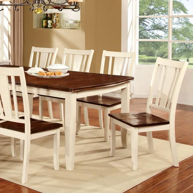 DOVER Vintage White/Cherry Dining Table w/ 18" Leaf - Furniture 4 Less Outlet (Salinas,CA)