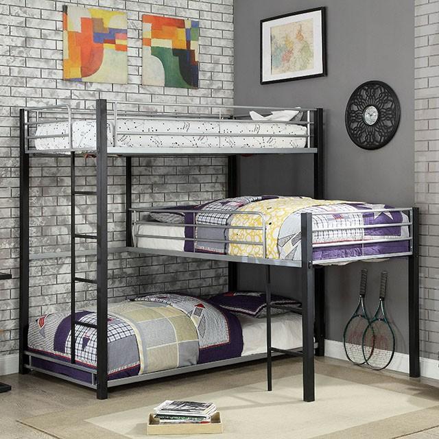 Aubrey Sand Black Twin Triple Decker Bed - Furniture 4 Less Outlet (Salinas,CA)
