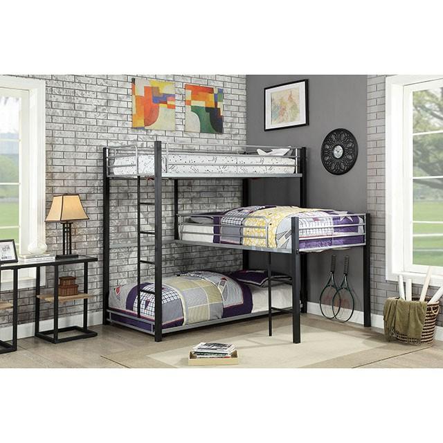Aubrey Sand Black Twin Triple Decker Bed - Furniture 4 Less Outlet (Salinas,CA)
