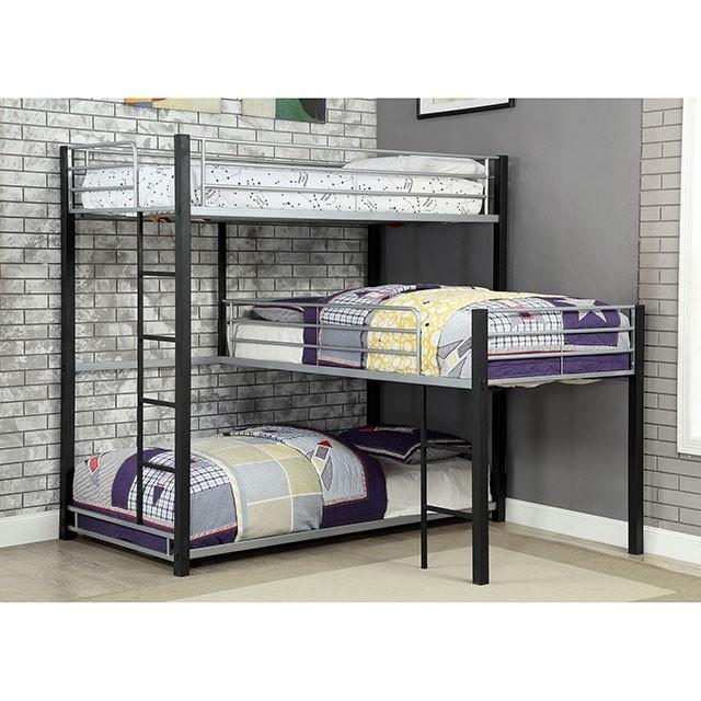 Aubrey Sand Black Twin Triple Decker Bed - Furniture 4 Less Outlet (Salinas,CA)