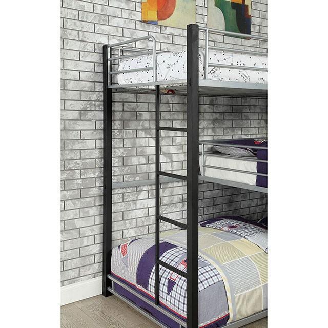 Aubrey Sand Black Twin Triple Decker Bed - Furniture 4 Less Outlet (Salinas,CA)
