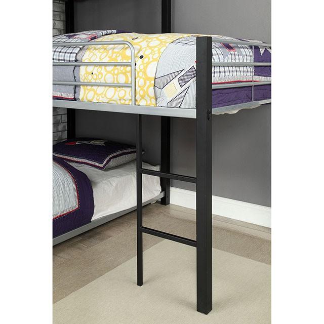 Aubrey Sand Black Twin Triple Decker Bed - Furniture 4 Less Outlet (Salinas,CA)