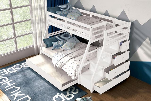 Ellington Twin/Full Bunk Bed White & Espresso - Furniture 4 Less Outlet (Salinas,CA)