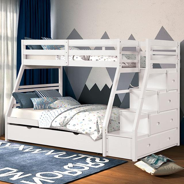 Ellington Twin/Full Bunk Bed White & Espresso - Furniture 4 Less Outlet (Salinas,CA)