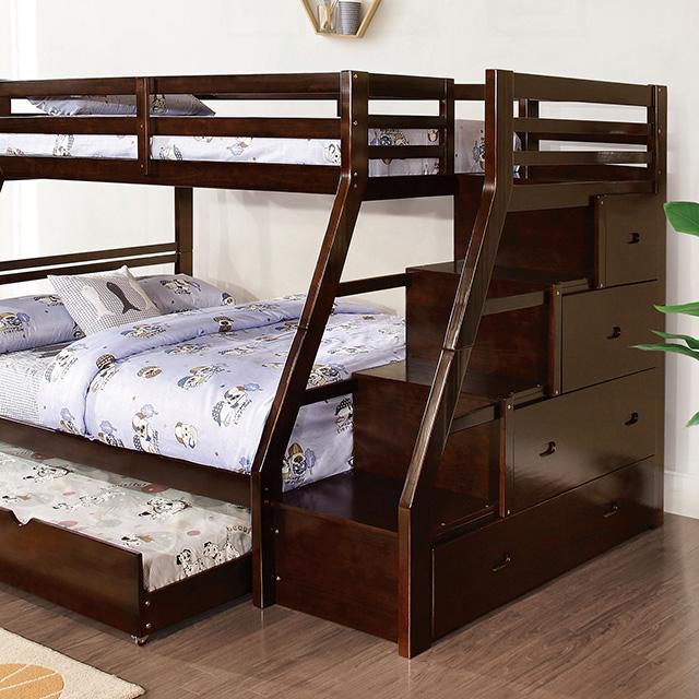 Ellington Twin/Full Bunk Bed White & Espresso - Furniture 4 Less Outlet (Salinas,CA)