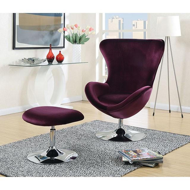 Eloise Purple Accent Chair w/ Ottoman - Furniture 4 Less Outlet (Salinas,CA)