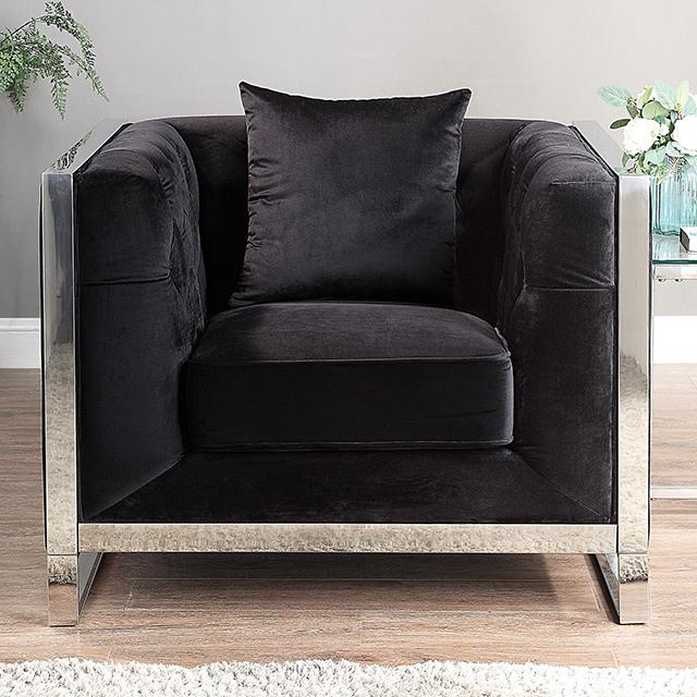 EVADNE Chair w/ Pillow, Black - Furniture 4 Less Outlet (Salinas,CA)