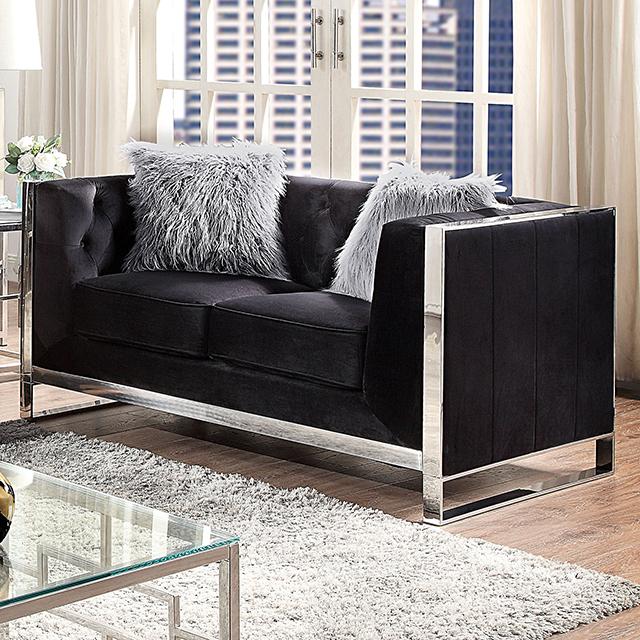 EVADNE Loveseat w/ Pillows, Black - Furniture 4 Less Outlet (Salinas,CA)