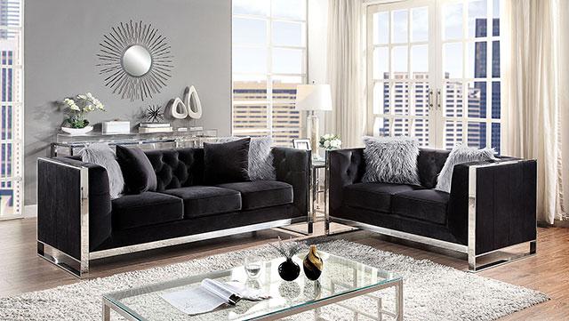 EVADNE Loveseat w/ Pillows, Black - Furniture 4 Less Outlet (Salinas,CA)
