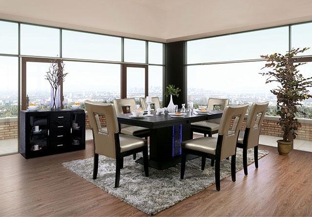 Evangeline Black/Beige Dining Table - Furniture 4 Less Outlet (Salinas,CA)