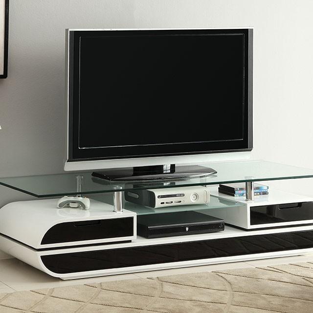 Evos Black/White 63" TV Console - Furniture 4 Less Outlet (Salinas,CA)
