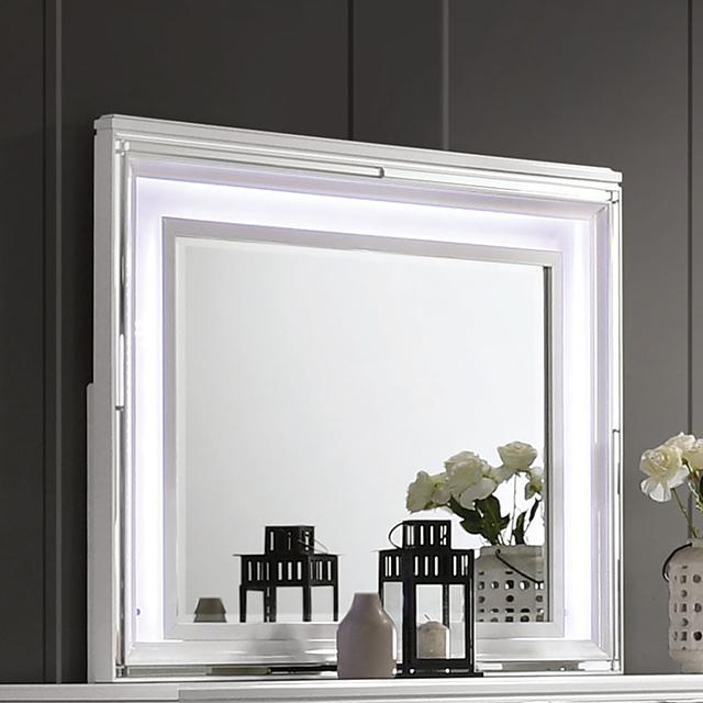 EMMELINE Mirror w/ LED Lights, White - Furniture 4 Less Outlet (Salinas,CA)