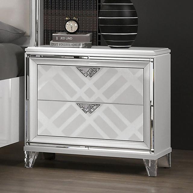 EMMELINE Night Stand w/ USB, White - Furniture 4 Less Outlet (Salinas,CA)
