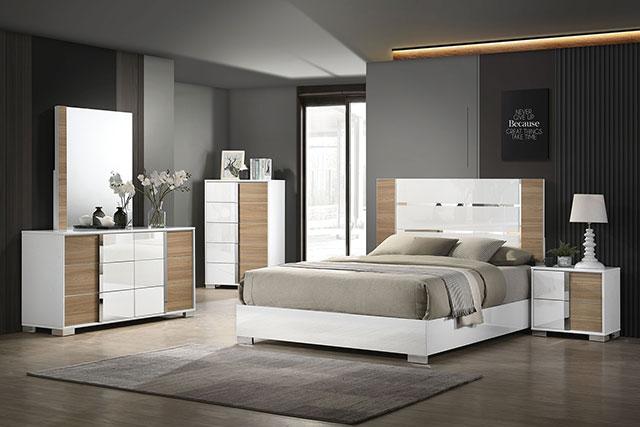 ERLANGEN Cal.King & E.King Bed, White/Natural - Furniture 4 Less Outlet (Salinas,CA)