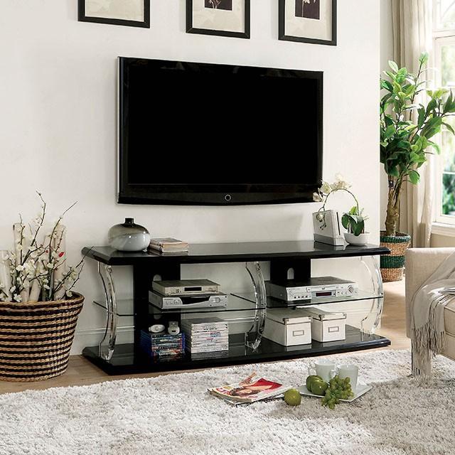 Ernst Black/Clear 60" TV Stand - Furniture 4 Less Outlet (Salinas,CA)