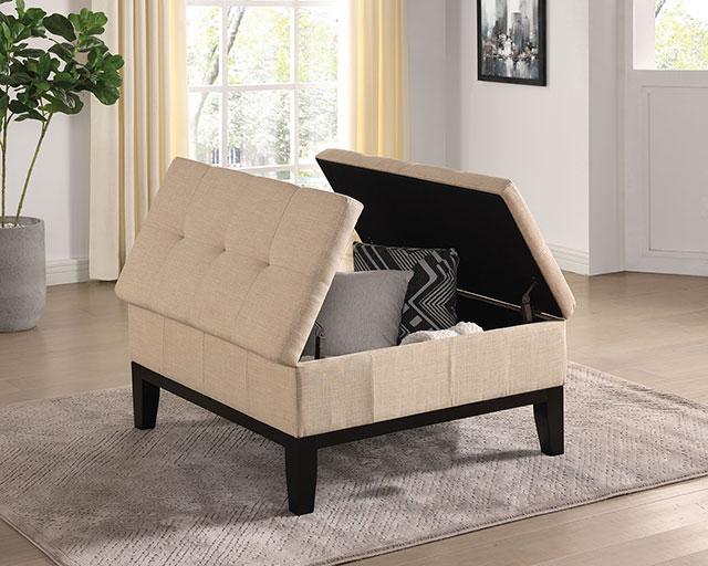 FAZIO Storage Ottoman, Beige - Furniture 4 Less Outlet (Salinas,CA)