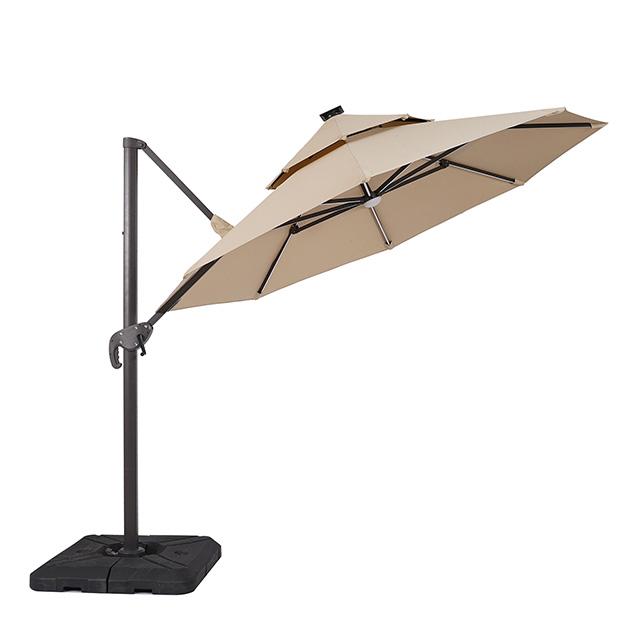 Fera 10 Ft Round Umbrella w/ LED Bulb + 37" Large Base - Furniture 4 Less Outlet (Salinas,CA)