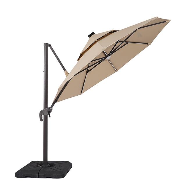 Fera 10 Ft Round Umbrella w/ LED Bulb + 37" Large Base - Furniture 4 Less Outlet (Salinas,CA)
