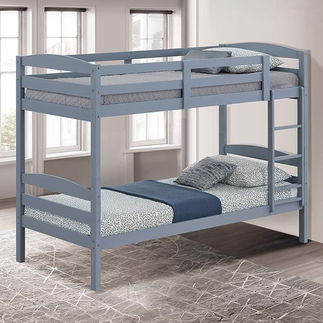 Finsbury Twin Twin Bunk Bed Espresso, Grey & White - Furniture 4 Less Outlet (Salinas,CA)