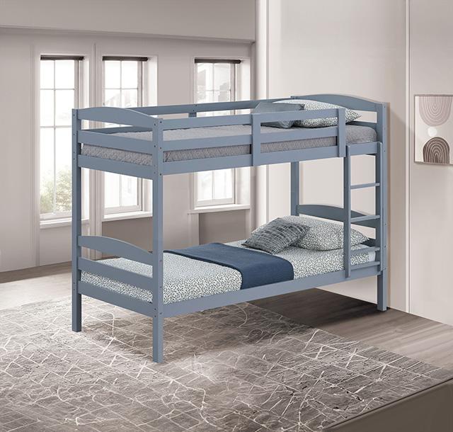 Finsbury Twin Twin Bunk Bed Espresso, Grey & White - Furniture 4 Less Outlet (Salinas,CA)