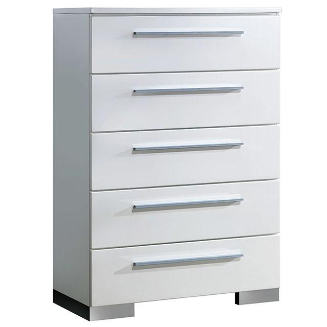 CLEMENTINE Glossy White Chest - Furniture 4 Less Outlet (Salinas,CA)