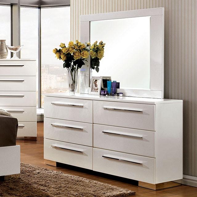 CLEMENTINE Glossy White Mirror - Furniture 4 Less Outlet (Salinas,CA)
