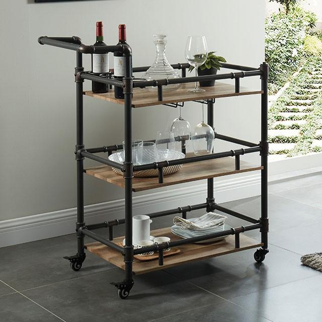 Aylmer Sand Black/Natural Serving Cart - Furniture 4 Less Outlet (Salinas,CA)