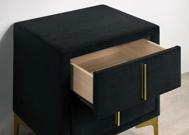 FLORIZEL Night Stand, Black - Furniture 4 Less Outlet (Salinas,CA)