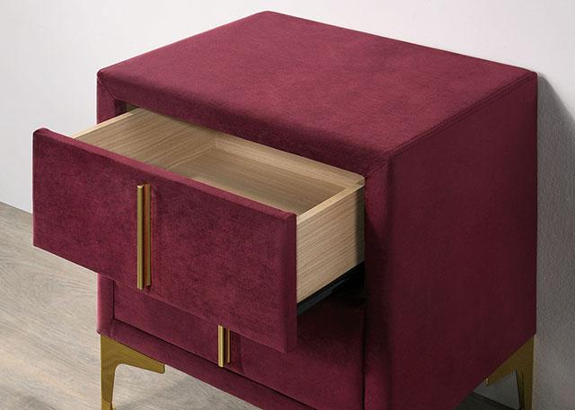 FLORIZEL Night Stand, Red - Furniture 4 Less Outlet (Salinas,CA)