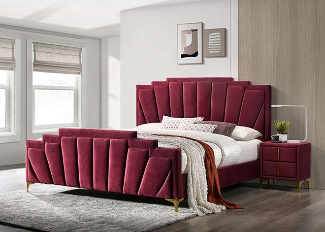 FLORIZEL Night Stand, Red - Furniture 4 Less Outlet (Salinas,CA)