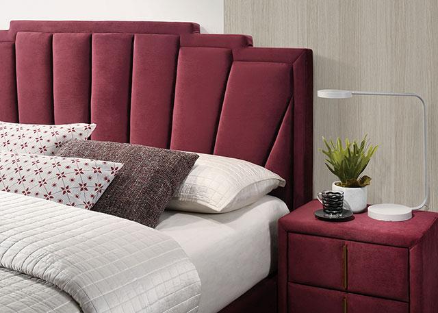 FLORIZEL Cal.King, E.King & Queen Bed, Black & Red - Furniture 4 Less Outlet (Salinas,CA)