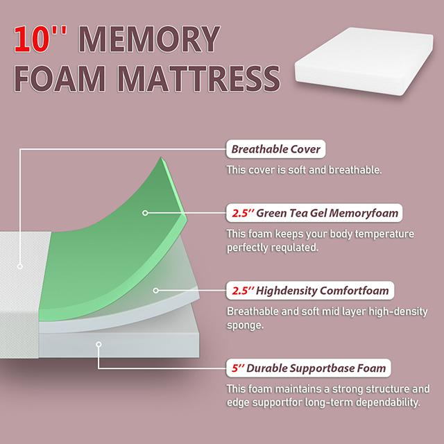 Forsythia 10" Queen Green Tea Gel Memory Foam - Furniture 4 Less Outlet (Salinas,CA)
