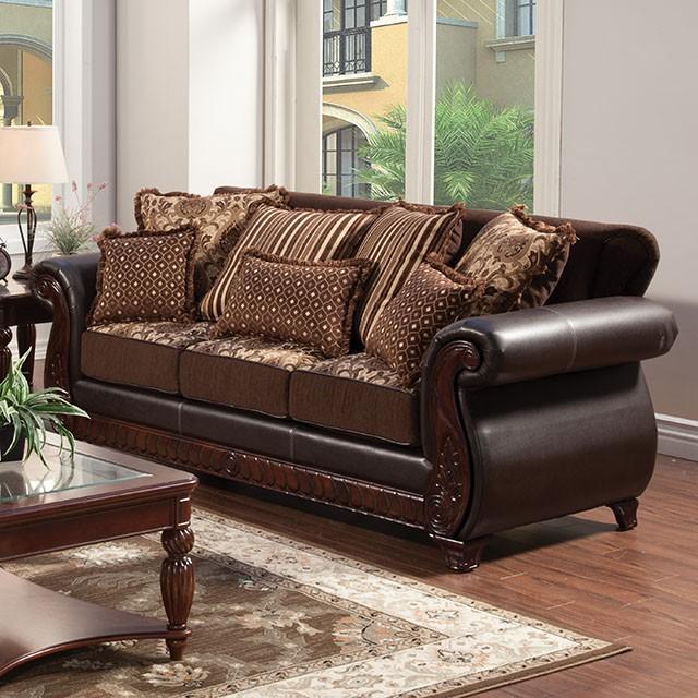Franklin Dark Brown/Tan Sofa, Dark Brown - Furniture 4 Less Outlet (Salinas,CA)