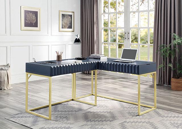 FREIBURG Corner Desk, Antique Blue - Furniture 4 Less Outlet (Salinas,CA)