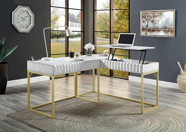 FREIBURG Corner Desk, Antique White - Furniture 4 Less Outlet (Salinas,CA)