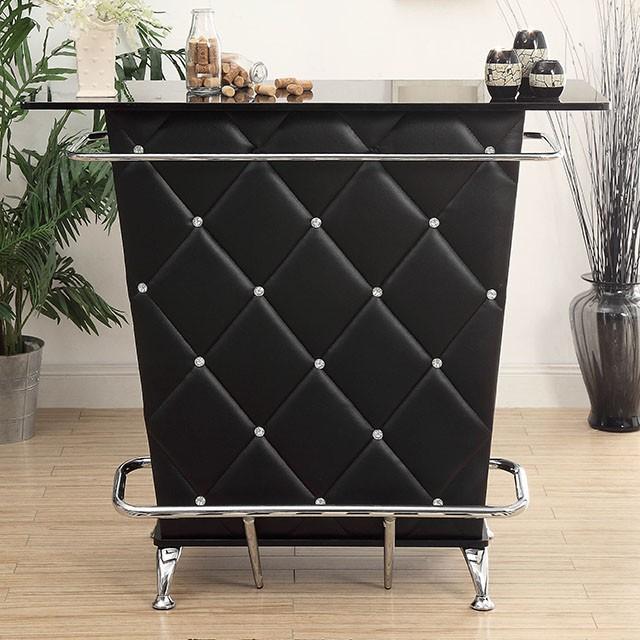 Fuero Black/Chrome Bar Table (K/D) - Furniture 4 Less Outlet (Salinas,CA)