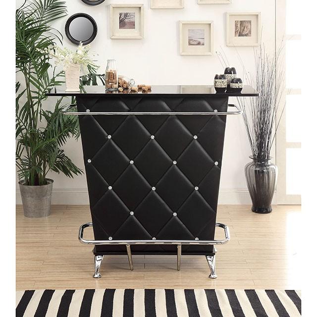 Fuero Black/Chrome Bar Table (K/D) - Furniture 4 Less Outlet (Salinas,CA)