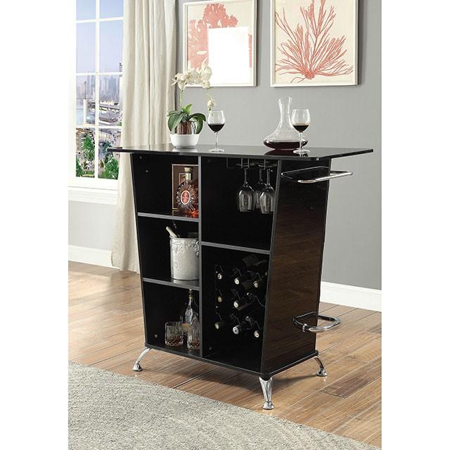 Fuero Black/Chrome Bar Table (K/D) - Furniture 4 Less Outlet (Salinas,CA)