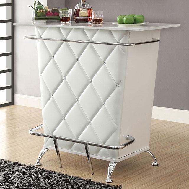 Fuero White/Chrome Bar Table (K/D) - Furniture 4 Less Outlet (Salinas,CA)