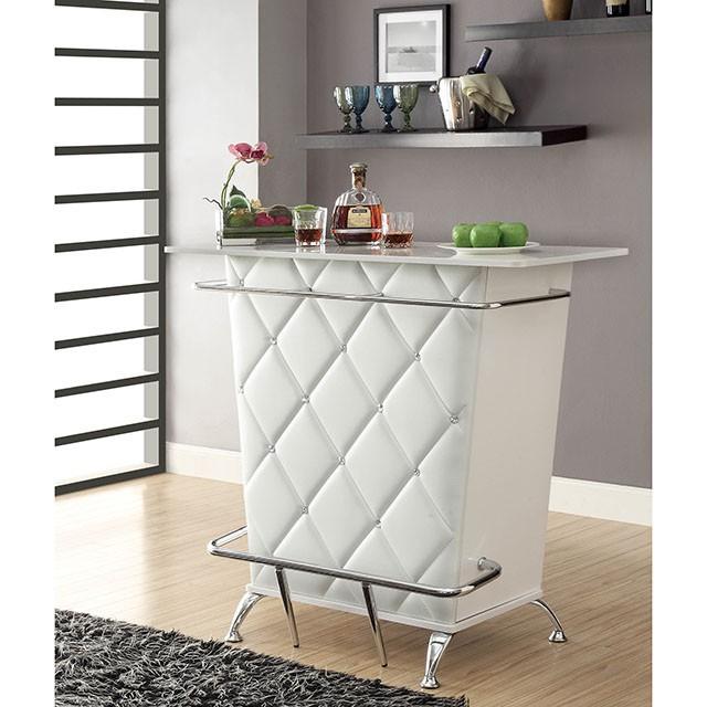 Fuero White/Chrome Bar Table (K/D) - Furniture 4 Less Outlet (Salinas,CA)