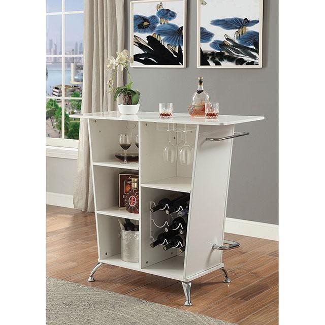 Fuero White/Chrome Bar Table (K/D) - Furniture 4 Less Outlet (Salinas,CA)