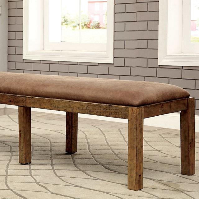 GIANNA Rustic Pine Fabric Bench - Furniture 4 Less Outlet (Salinas,CA)